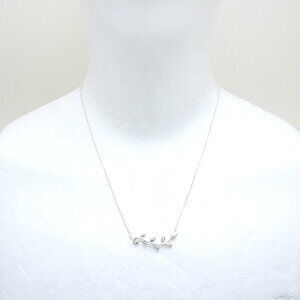TIFFANY Olive Green Leaf Vine Necklace Silver